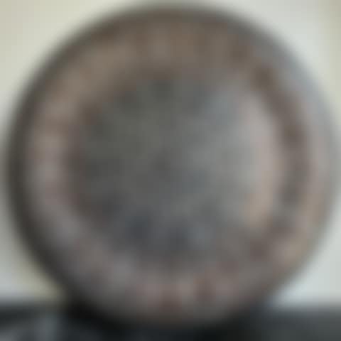 Large copper dish with inlaid decoration of a rosette and calligraphy (preview)