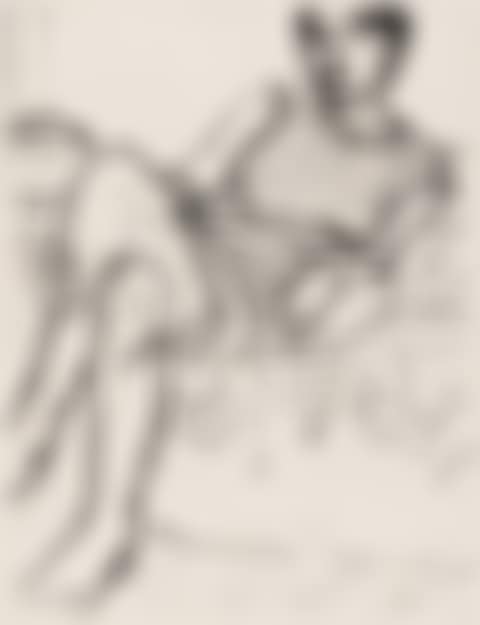 Seated Woman in a Striped Dress (preview)