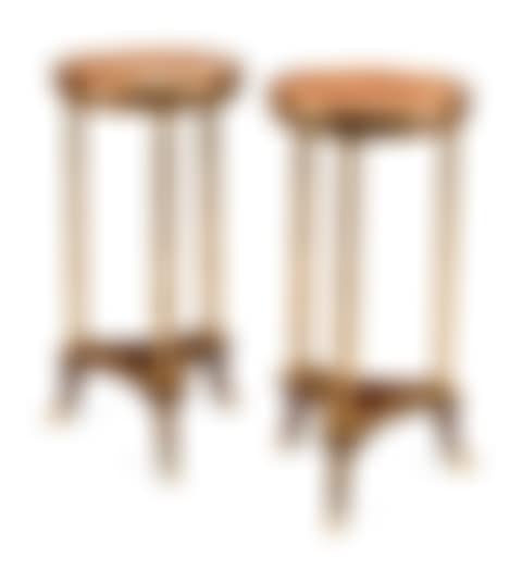 A Pair of French Gilt Bronze Mounted Mahogany Marble-Top Guéridons (preview)