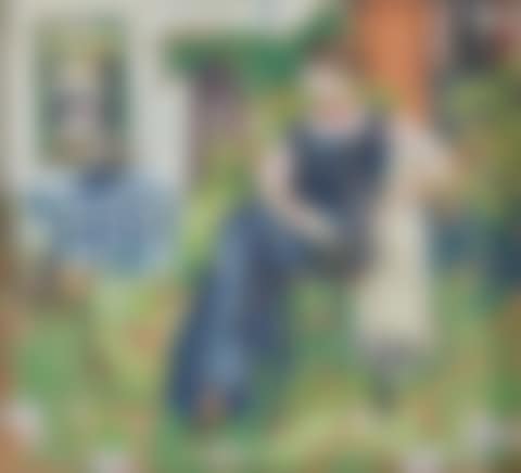 Étude de femme en bleu dans un jardin (preview)
