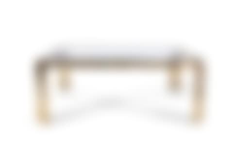 A chrome and brass glass topped coffee table (preview)
