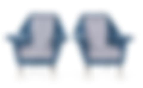ARMCHAIRS; A pair of mid-century two-tone velvet upholstered armchairs (preview)