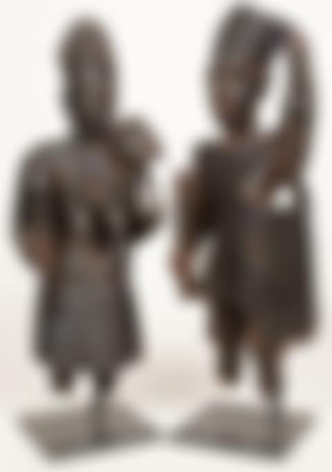 AFRICAN WOOD SHANGO PRIEST AND DIVINER PAIR H 21" MAN AND WOMAN (preview)
