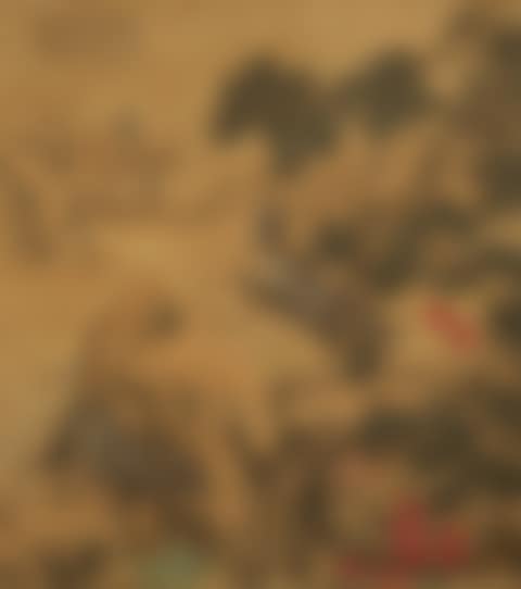 The Blue Goats by Lang Shining (Giuseppe Castiglione, 1688-1766) and Jin Tingbiao (d. 1767), Qing dynasty, Qianlong period, recorded to have been commissioned and completed between 1759-1760 | 清乾隆二十四至二十五年（1759-1760年） 郎世寧、金廷標合繪《青羊圖》 設色絹本　立軸 (preview)