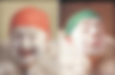 Self-portrait as a crying clown Self-portrait as a laughing clown (preview)