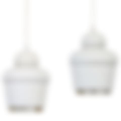 A pair of white lacquered pendants with perforated brass edge; Model A330 (preview)
