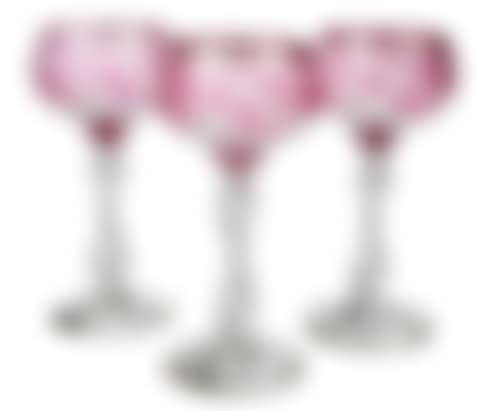 Set of Ten Etched Overlay Glass Wine Goblets (preview)
