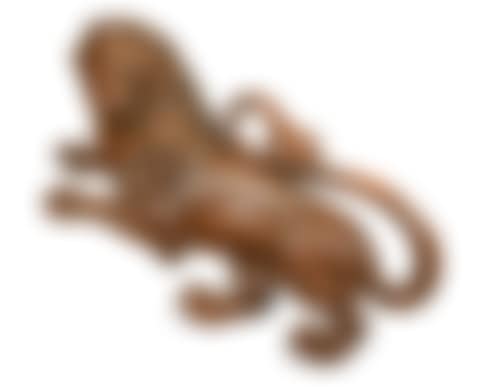 A large carved wood wall mounted figure of a lion (preview)