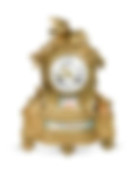 A French ormolu and porcelain panel mantel clock (preview)