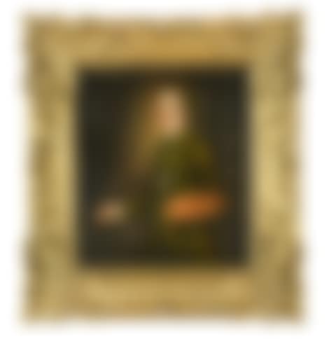 Self Portrait (c.1740-42) standing three quarter length, in green, holding a palette and paintbrush (preview)