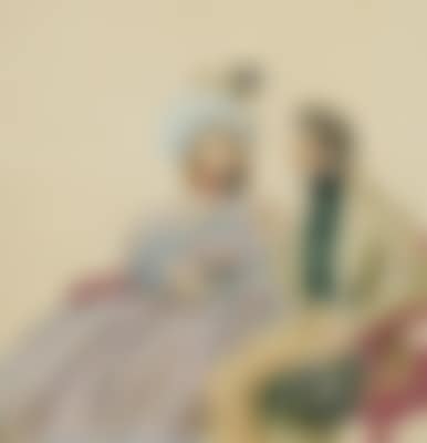 Verliebtes pärchen in biedermeierkleidung auf einer bank (preview)
