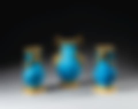 A Louis XV gilt-bronze mounted Sèvres celestial blue porcelain garniture (preview)