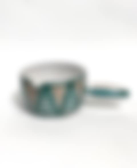 Large enameled ceramic pan with black, green and ochre decoration (preview)