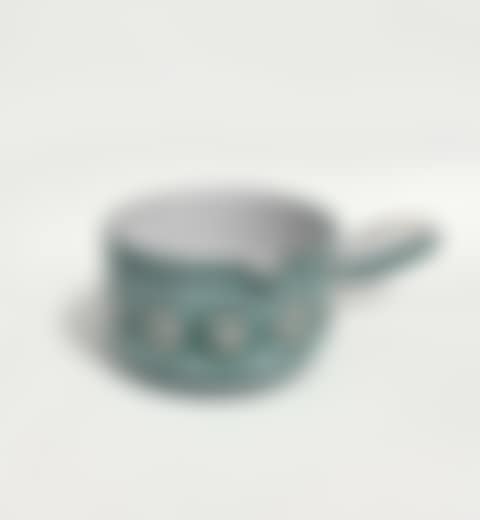 Large enameled ceramic pan with black, green and ochre decoration (preview)