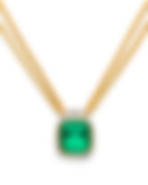A German 18k bicolour gold diamond and important ca. 22.60 ct Columbian emerald pendant. Including an 18k gold chain (preview)