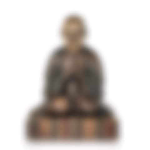 A painted and lacquered wooden sculpture of a monk (preview)
