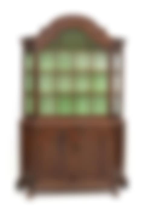 An oak Dutch display cabinet with arched hood on a base with two doors and claw feet (preview)