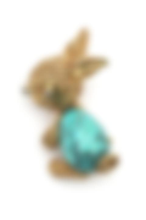 A 14 carat gold turquoise rabbit brooch (preview)