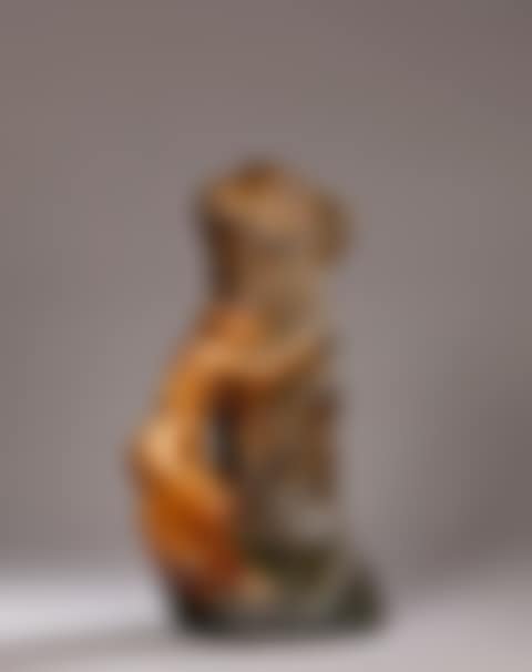 Terra cotta vase representing a woman near a tree trunk (preview)