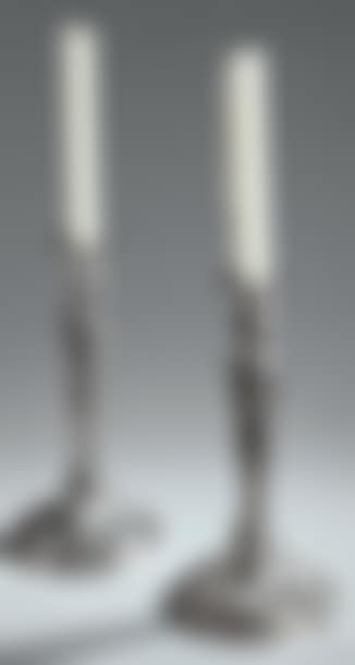 Pair of candlesticks and their silver bobeches (preview)