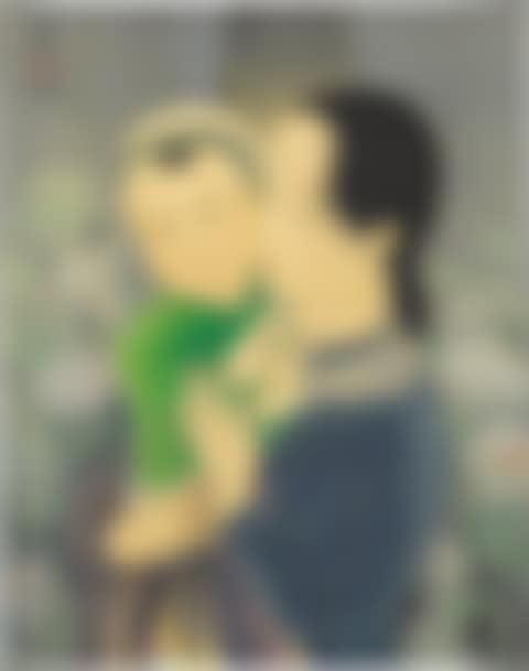 Mère et enfant, fond fleurs (preview)