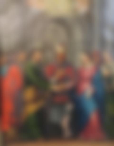 Religious ceremony with Christ and the Virgin Mary, a dove overhead (preview)