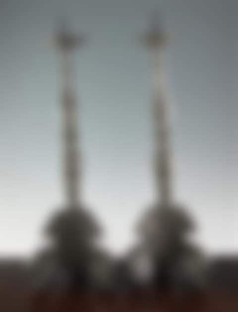 A pair of 19th century German pewter pricket candlesticks (preview)