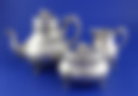 A late 19th century German 800 standard matched silver three piece tea set (preview)