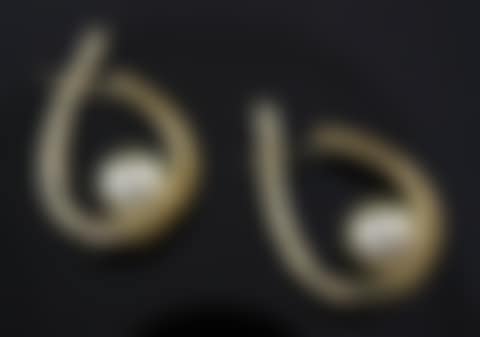 A pair of Italian 18ct gold, cultured pearl and citrine set hoop earrings (preview)
