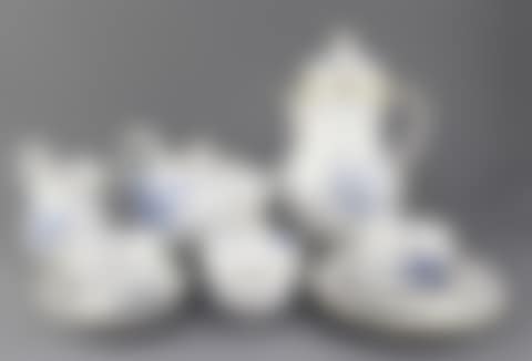 A Meissen blue and gilt decorated floral tea and coffee set for twelve place settings (preview)