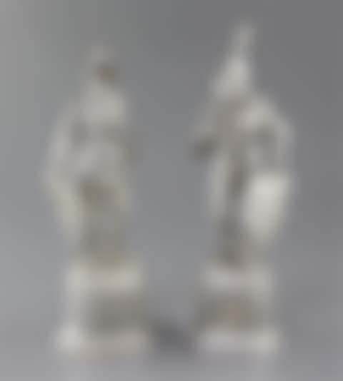 A pair of early 20th century German parcel gilt silver & card ivory figures (preview)
