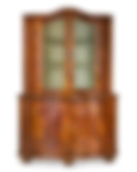 A German 18th century walnut and purplewood inlaid two-tier corner display cabinet (preview)